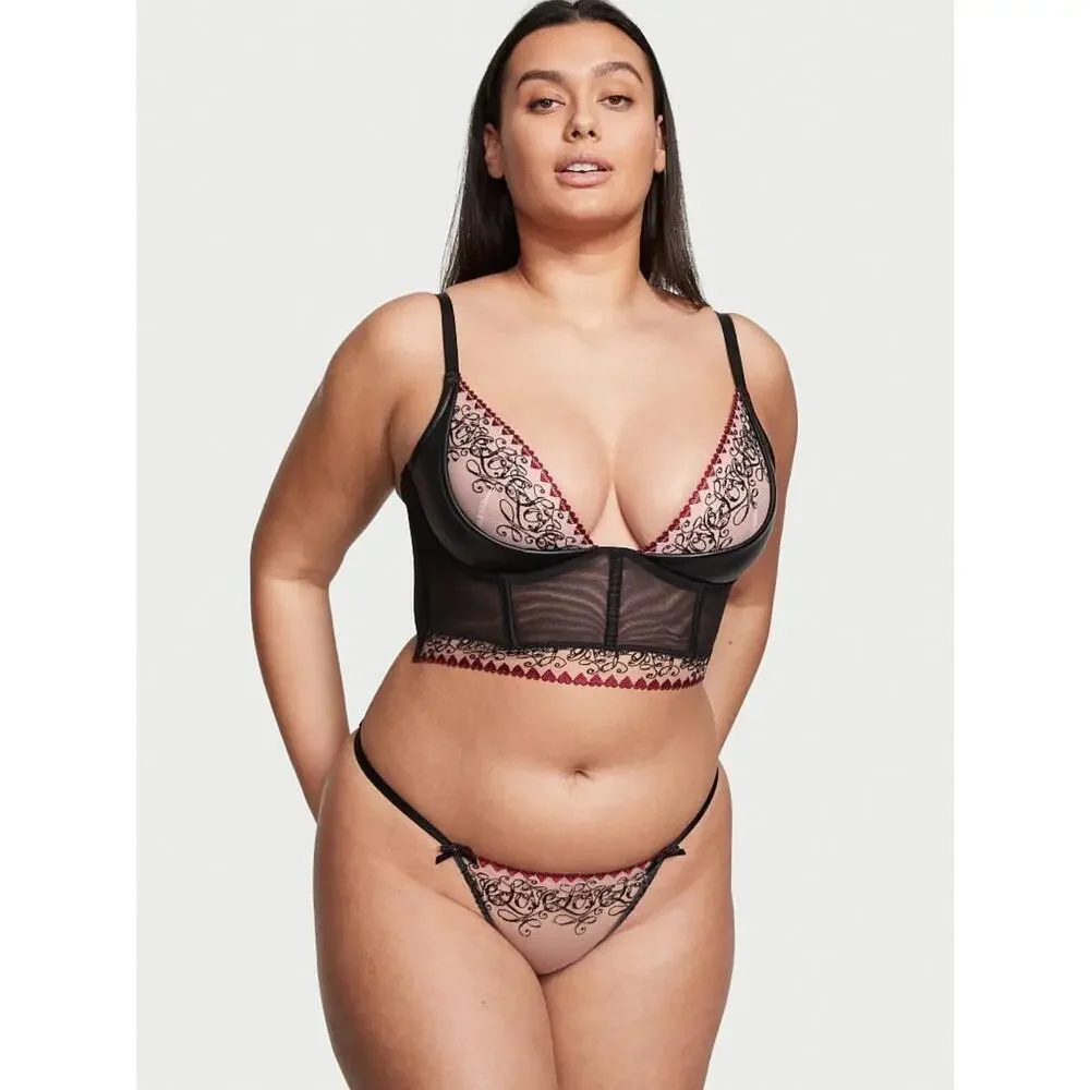 Victoria's Secret Love Letters Embroidery V-String Panty